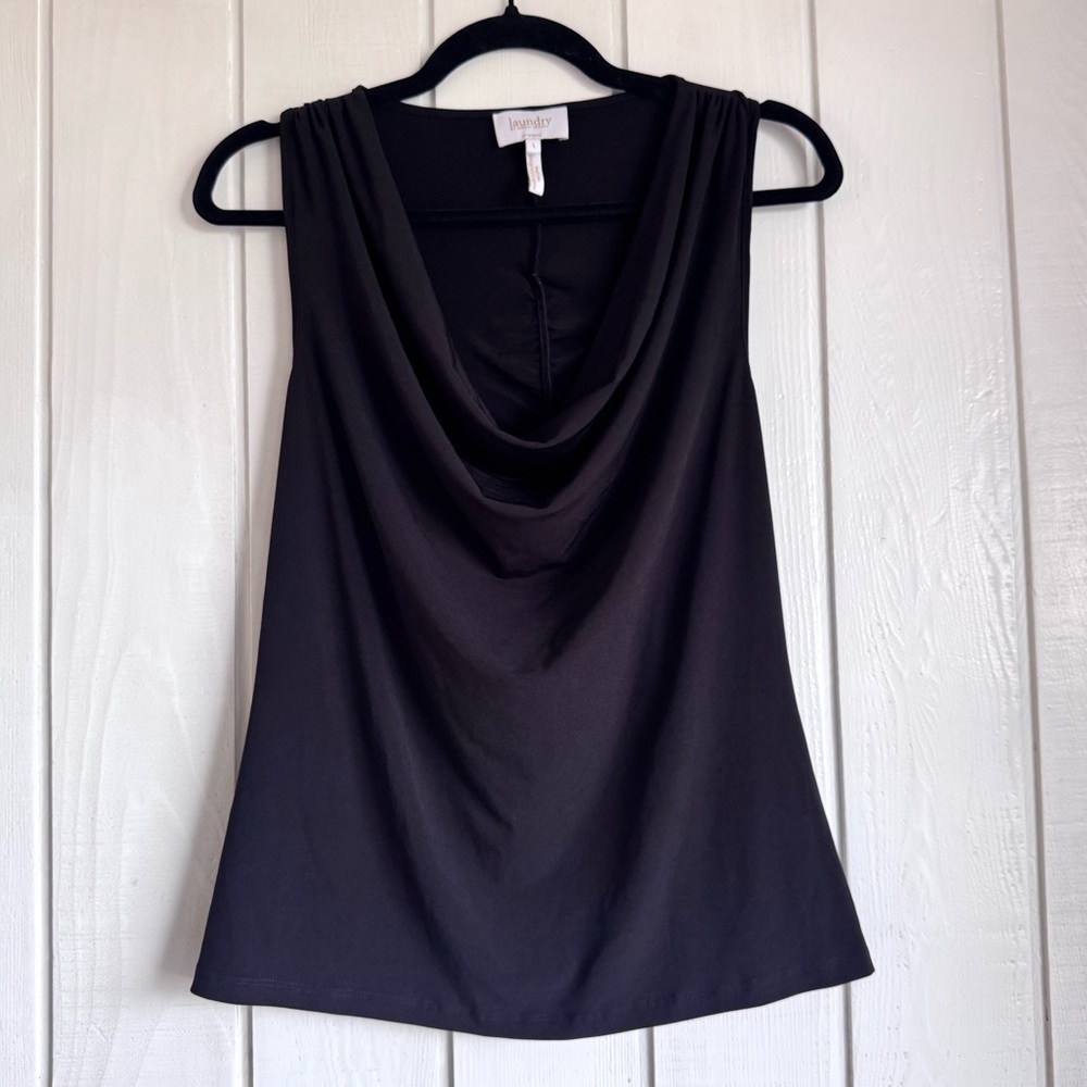 Laundry by Shelli Segal Black Cowl Neck Top